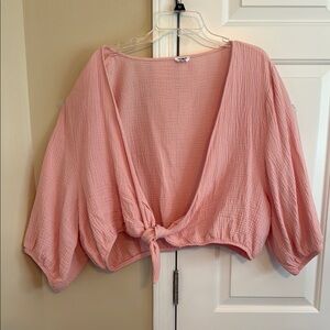 Elegant Pink Blouse with Tie-Front